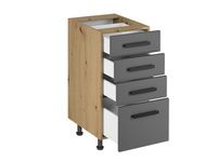 Szafka Kuchenna Dolna 4 Szuflady D40S4 Uchwyt Klasyczny Langen Grey