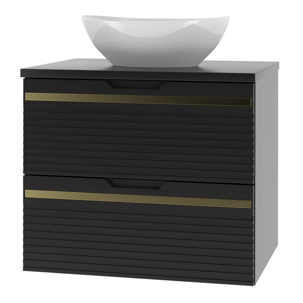 VESPER-02 - Szafka z Umywalką i Blatem 2S 60cm Czarny Mat Zestaw-2