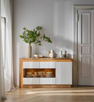 Lyon LYOK02 - Komoda 3-drzwiowa Dąb Riviera Jasna/Biała