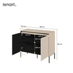 TREND TR-02 - Komoda 2-drzwiowa Z Oświetleniem Beż Piaskowy/Czarny