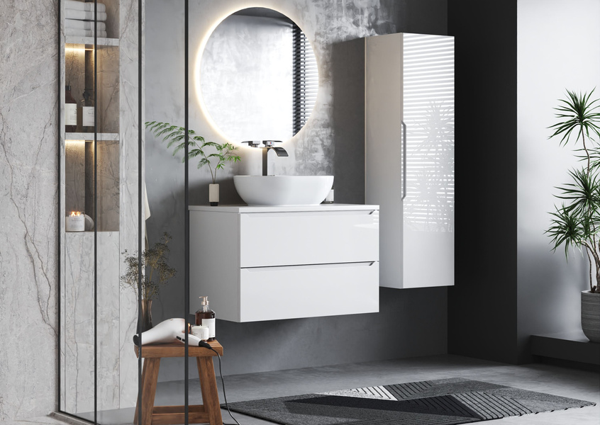 ETNA-01 Szafka Pod Umywalkę 2S 80 cm Biały Mat Biały Połysk