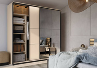 ENNA EN-01 - Szafa 2-drzwiowa z Oświetleniem LED Beżowy Mat Czarny Mat