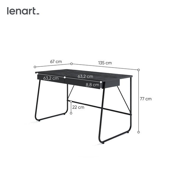 MATCH MB-01 - Biurko 2 Szuflady Czarny Mat