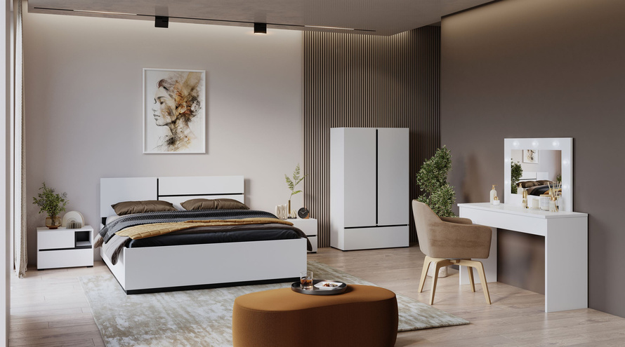 Cross S - Szafa 2D1S Biały Czarny Onyks Mat