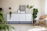 TREND TR-04 - Komoda 4-drzwiowa Z Oświetleniem Biała/Czarna