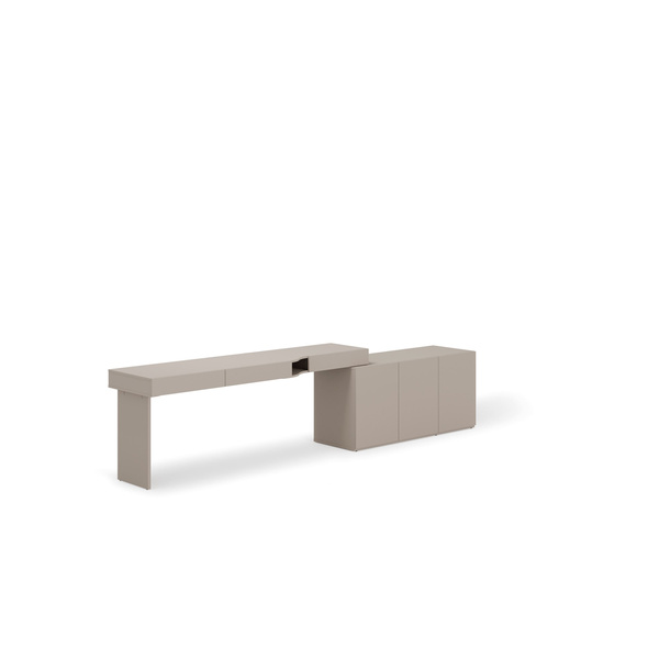 WOOW SET-WOS4L - Zestaw Komoda i Biurko Lewe Szampański/Dąb Vincenza Bielona/Clay Grey