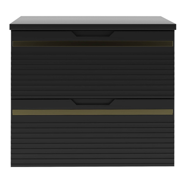 VESPER-02 - Szafka pod Umywalkę z Blatem 2S 60cm Czarny Mat Zestaw-1