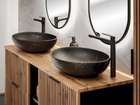 Umywalka Nablatowa Ceramiczna UN-MONA-MB12 Czarny Mat Złoty