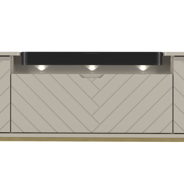 ASPEN-06 - Komoda RTV 3D z Soundbarem JBL i Oświetleniem LED Kaszmir Złoty Stelaż