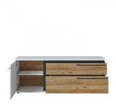 Salinas SAIF01 - Komoda RTV 1D2S Biała/Dąb Catania/Czarna