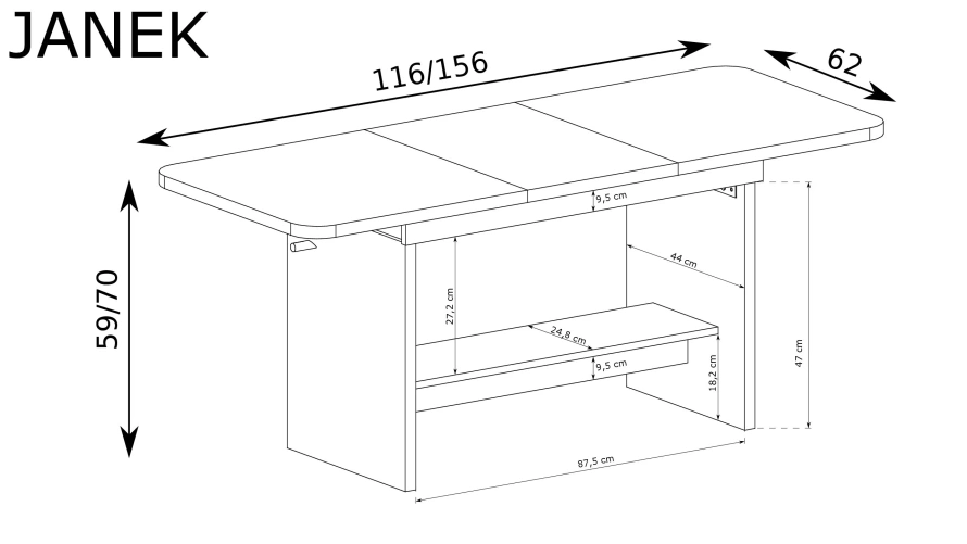 JANEK - Ławostół Ława Rozkładana Stolik Kawowy Ribbeck