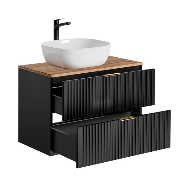 Szafka 80 cm ADEL BLACK z blatem i umywalką SMILE