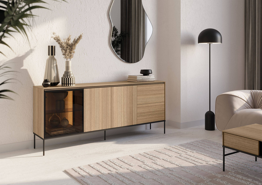 VISSO VI-06 - Komoda 3D2S z Oświetleniem LED Dąb Linearny