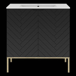 ASPEN-08 - Szafka z Umywalką 2D 80cm Czarny Mat Zestaw-3 Złoty Stelaż