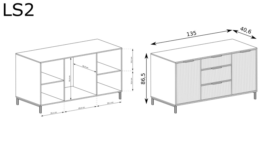 LINKaSTYLES-2 - Komoda 2D3S Cashmere