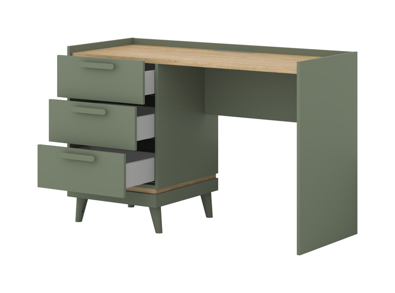 Scandi - Biurko 3S Zgaszona Zieleń Dąb Olejowany