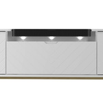 ASPEN-06 - Komoda RTV 3D z Soundbarem JBL i Oświetleniem LED Biały Mat Złoty Stelaż