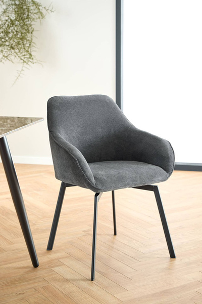 Actona Krzesło Do Jadalni z Podłokietnikiem Clara Antracyt