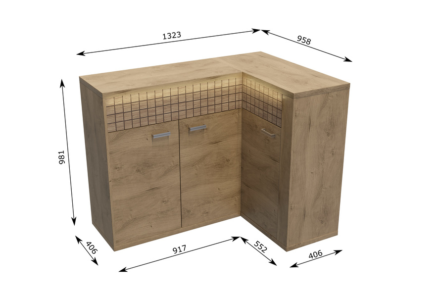 NATURAL-15 - Komoda Narożna 3D2S Ribbeck