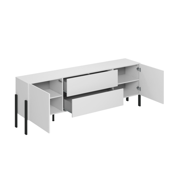 Jukon - Komoda RTV 2D2S Biały Mat Czarny Mat