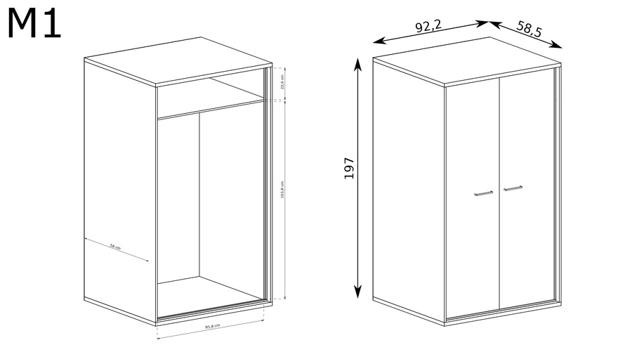 MEDIOLAN-1 - Szafa 2-drzwiowa Hikora