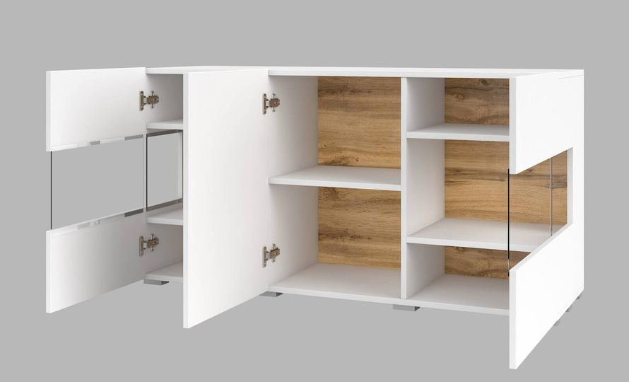 Ava Komoda 3-drzwiowa Biały Mat/Dąb Wotan