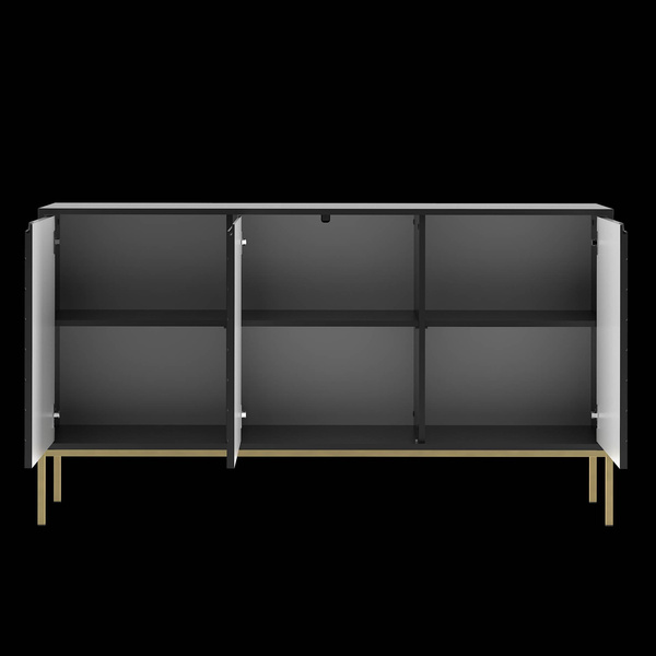 ASPEN-03 - Komoda 3-drzwiowa Czarny Mat Złoty Stelaż