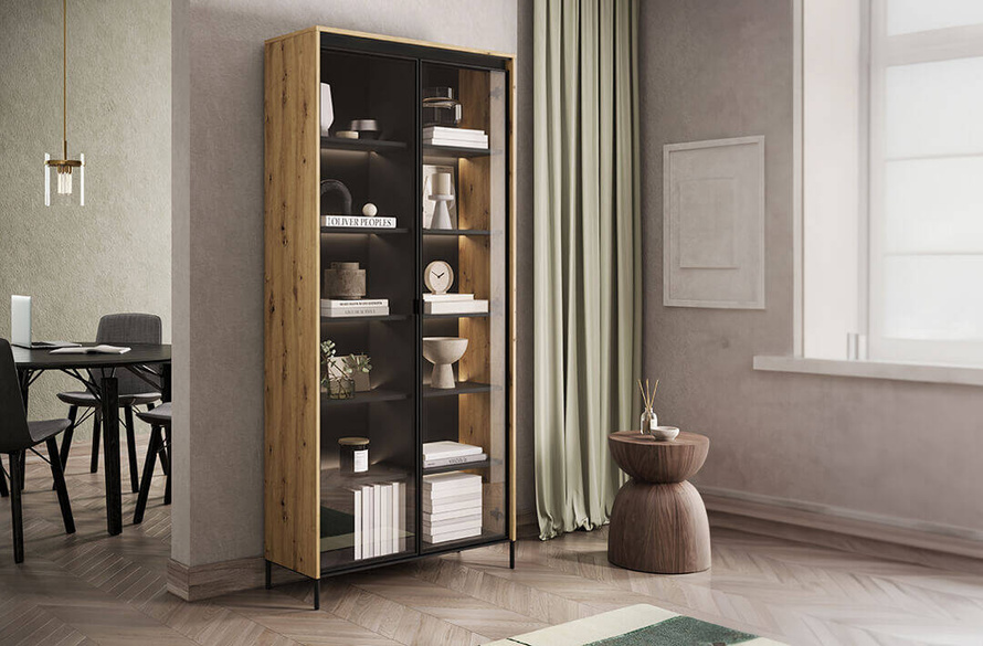 TREND TR-07 - Witryna 2-drzwiowa Z Oświetleniem Dąb Artisan