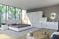 Family FM-48-WB - Łóżko Podnoszone Ze Stelażem i Zagłówkiem Biały Mat Biały Połysk 180x200 cm