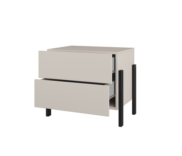 Jukon S - Szafka Nocna 2S Kaszmir Czarne Metalowe Nogi