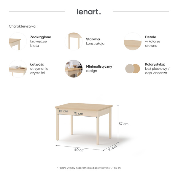 STORY SO-18 - Stolik Beż Piaskowy Dąb Vincenza Bielona