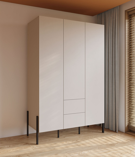 Jukon S - Szafa 3D2S Kaszmir Czarne Metalowe Nogi