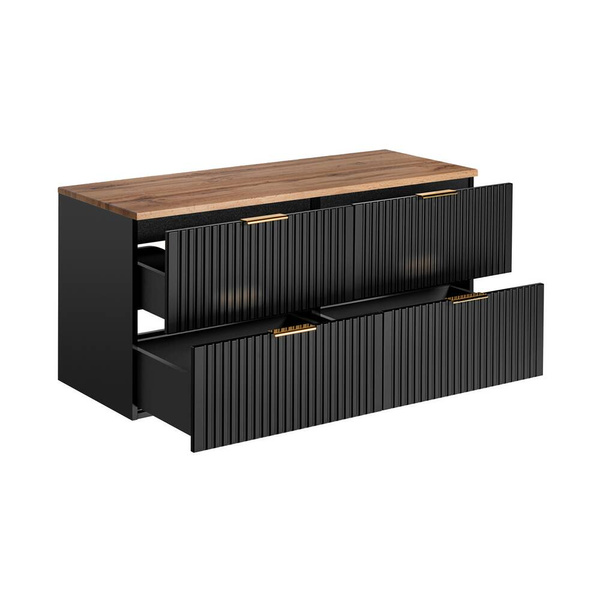 Zestaw 120 cm ADEL BLACK z Podwójna Szafka i Blatem