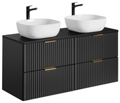 Podwójna Szafka 60 cm ADEL BLACK z umywalką SMILE i blatem 120 cm