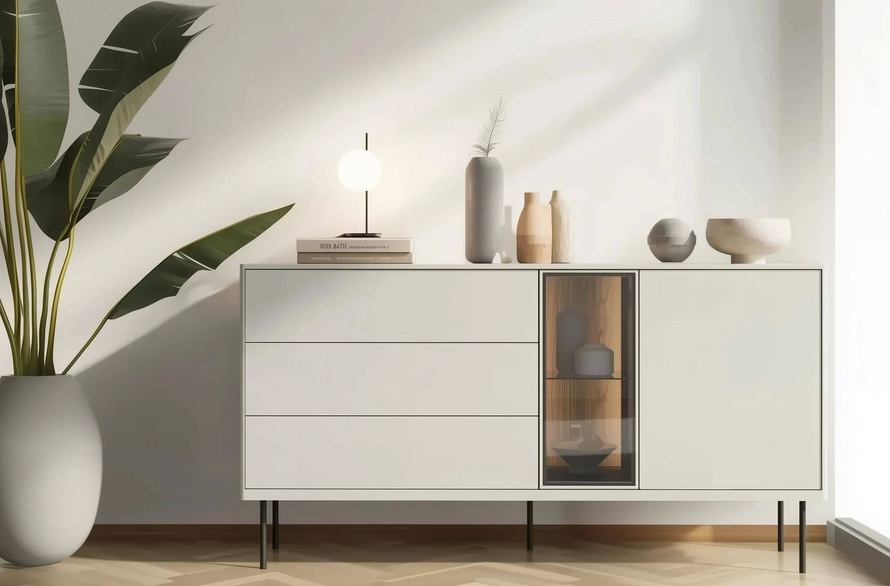 EPIRO EP-04 - Komoda 1D3S1W 161 cm z Oświetleniem Kaszmir Dąb Ciemny