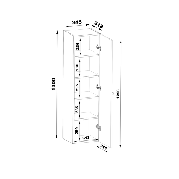 AQUA-03 - Słupek Wysoki 1-drzwiowy 130cm Kaszmir