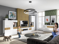 Silke Komoda 3D1S Biały Połysk / Dąb Wotan