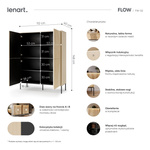 FLOW FW-02 - Komoda 4D z Oświetleniem Dąb Vincenza Bielona Czarny Mat