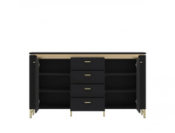Norica LAZK02 - Komoda 2D4S Czarny Mat Złoty