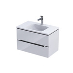 Oristo Szafka Z Umywalką 80 cm SILVER UNI Biały Połysk Listwa Chrom Połysk