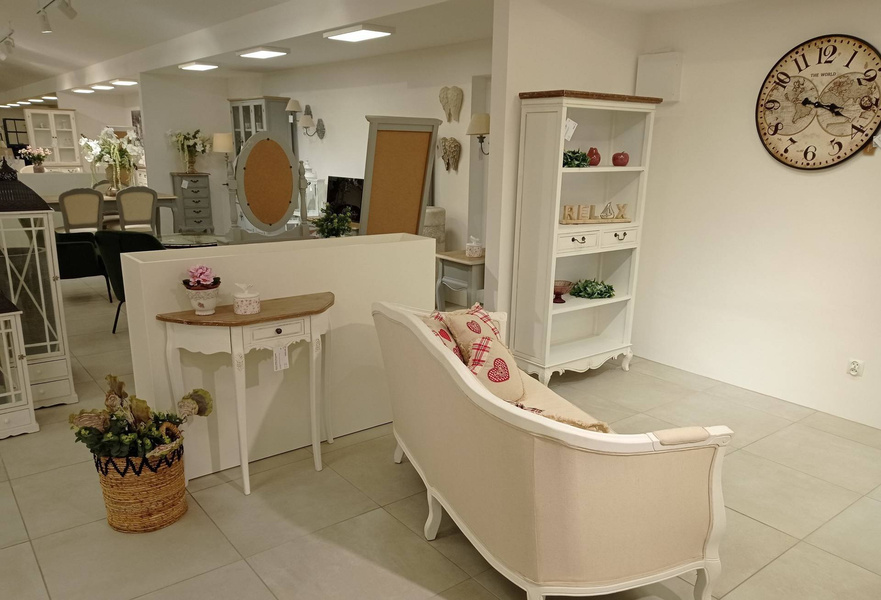 Rimini White 02 Regał 2S prowansalski biały brązowy wieniec drewno/mdf