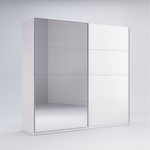 Family FM-21-WB - Szafa 2-drzwiowa Przesuwna z Lustrem Biały Mat Biały Połysk