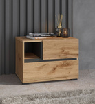 Cross S - Szafka Nocna 2 Szuflady Dąb Wotan Czarny Onyks Mat