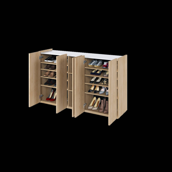 EASY EA-01 - Komoda 5-drzwiowa z Oświetleniem LED Dąb Scandi/Biały Połysk