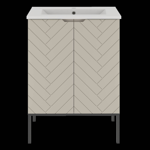 ASPEN-09 - Szafka z Umywalką 2D 60cm Kaszmir Zestaw-3 Czarny Stelaż