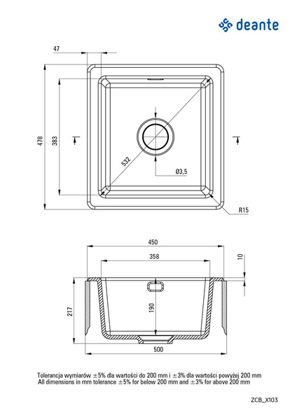 Zlewozmywak ceramiczny 1-komorowy Sabor