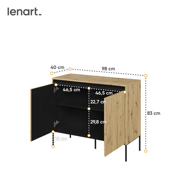 TREND TR-02 - Komoda 2-drzwiowa Z Oświetleniem Dąb Artisan