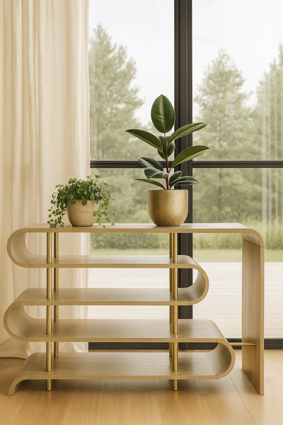 Stilig ST962 Konsola szaro-brązowa sinusoidalne półki