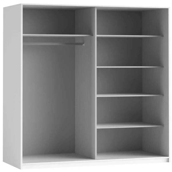 Beta Szafa 2-drzwiowa z Lustrami 200 cm Biały Połysk