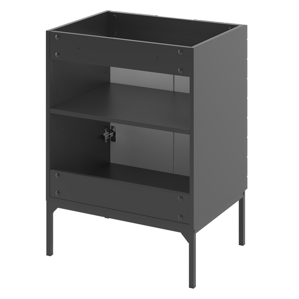 ASPEN-09 - Szafka z Umywalką 2D 60cm Czarny Mat Zestaw-3 Czarny Stelaż
